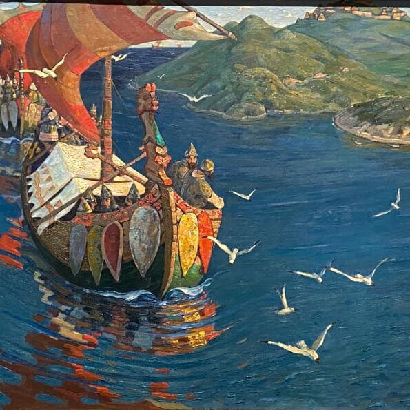 "Заморские гости" картина Рериха из цикла "Начало Руси. Славяне""